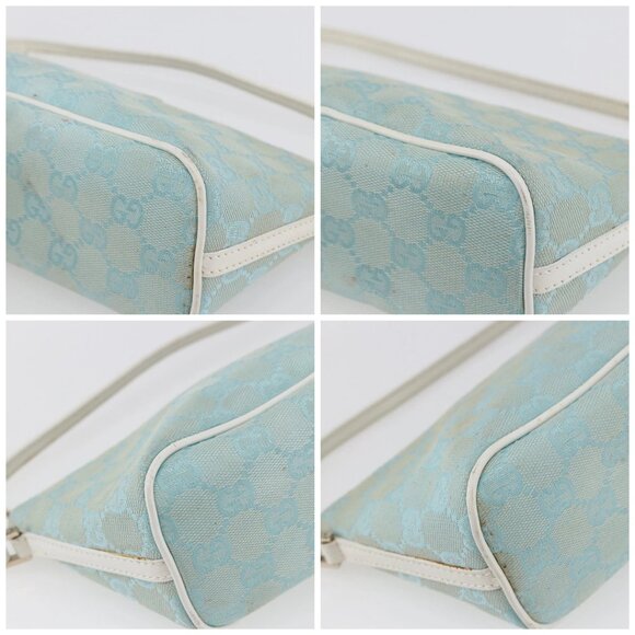 GUCCI GG Canvas Accessory Pouch Light Blue White Auth ki6051 - Picture 14 of 16